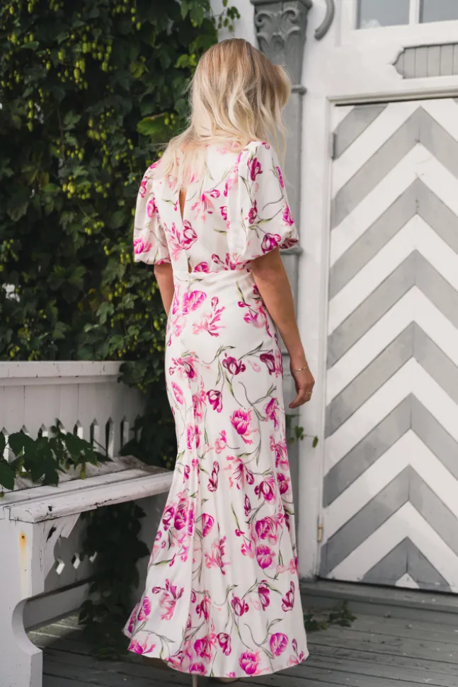 Freja Pouf Sleeve Maxi Dress Tulip Pink