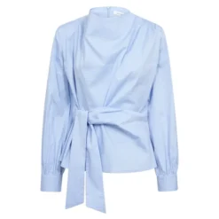 Gaian LS Tie Blouse Pale Blue