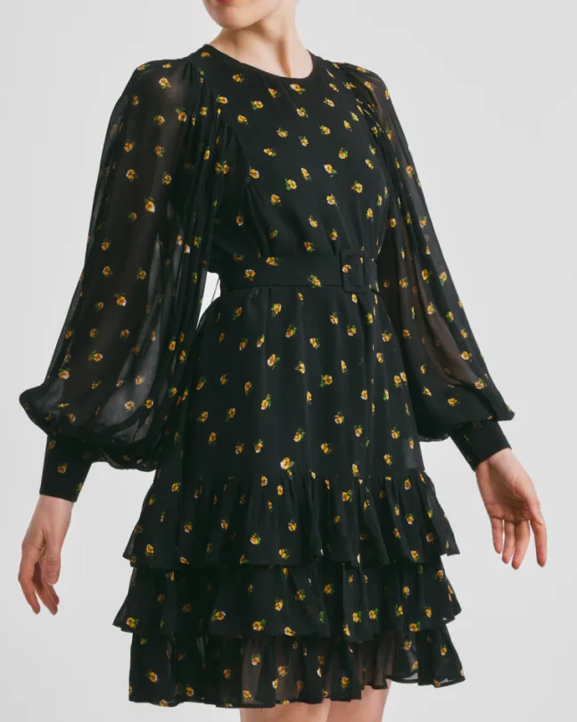 Georgette Shift Dress Flower Buds