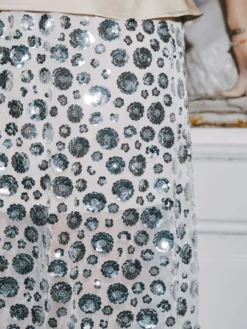 Gilla Flower Sequins Skirt Creme