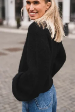 Gio Fluffy Knit Cardigan Black
