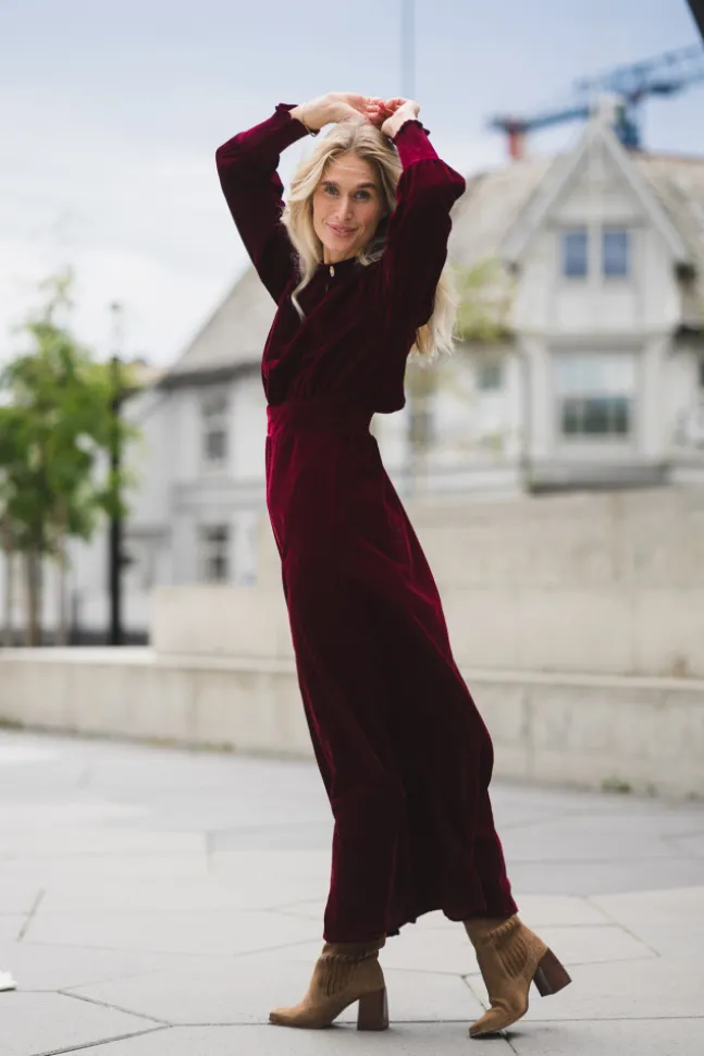 Greta Velvet Long Dress Ruby