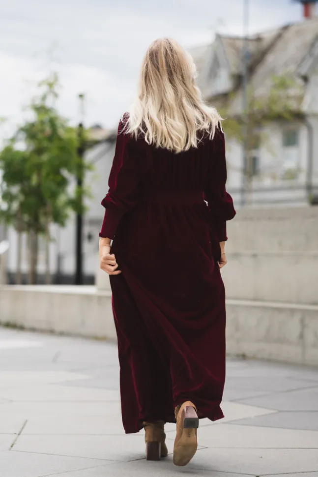 Greta Velvet Long Dress Ruby