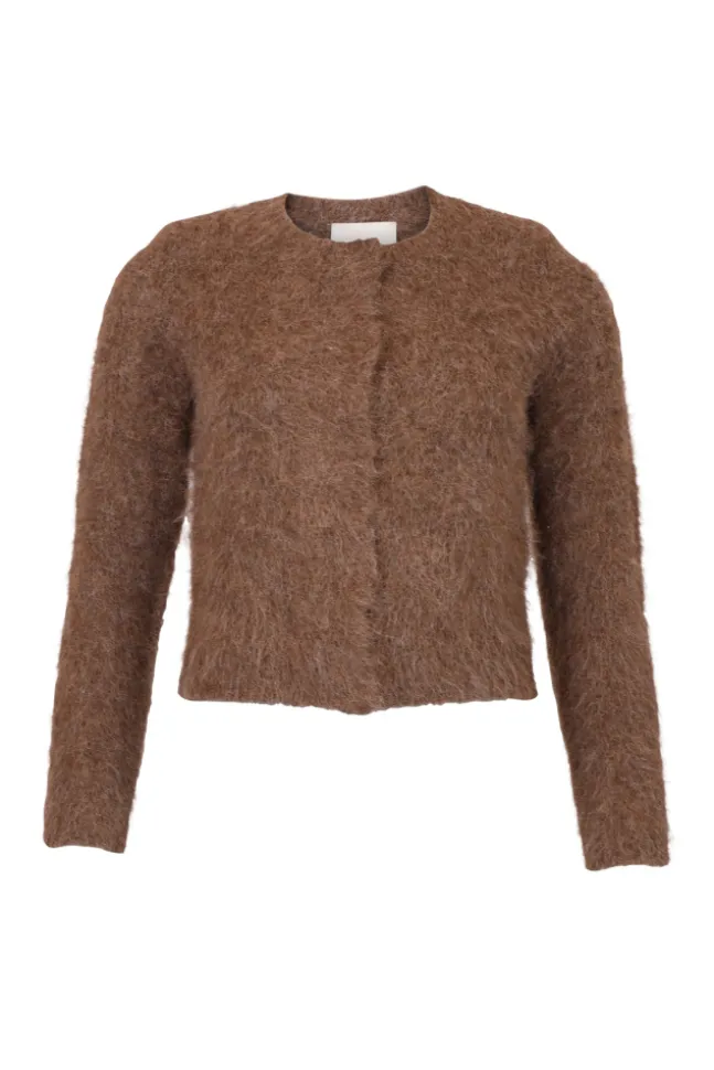Hairy Knit Jacket Brown