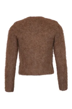 Hairy Knit Jacket Brown
