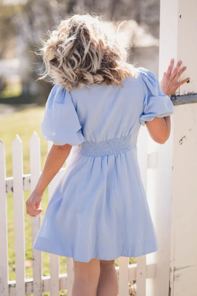 Halli Linen Dress Light Blue