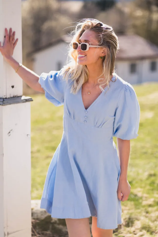 Halli Linen Dress Light Blue