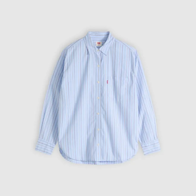 Harlie Boyfriend Shirt Amari Stripe Chambray Blue