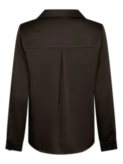 Hazelle Drapy Satin Shirt Dark Brown