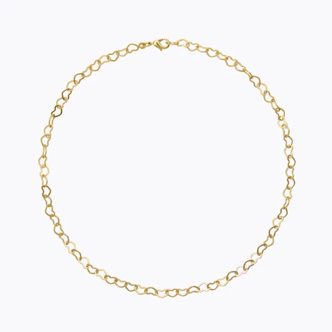 Heart Chain Necklace Gold