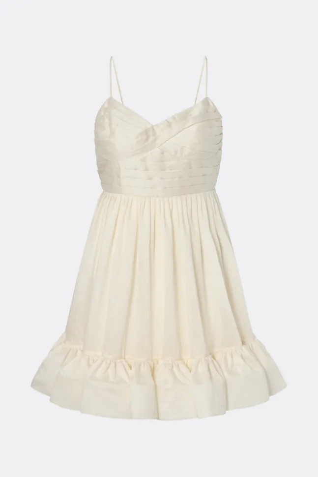 Hera Tie-Back Ruffled Mini Dress Pearl
