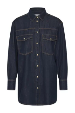 Hiro Oversized Shirt Washed Dark Blue Denim