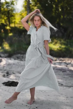 Ida Maja 2/4 Shirt Dress STP B White/Eng Ivy