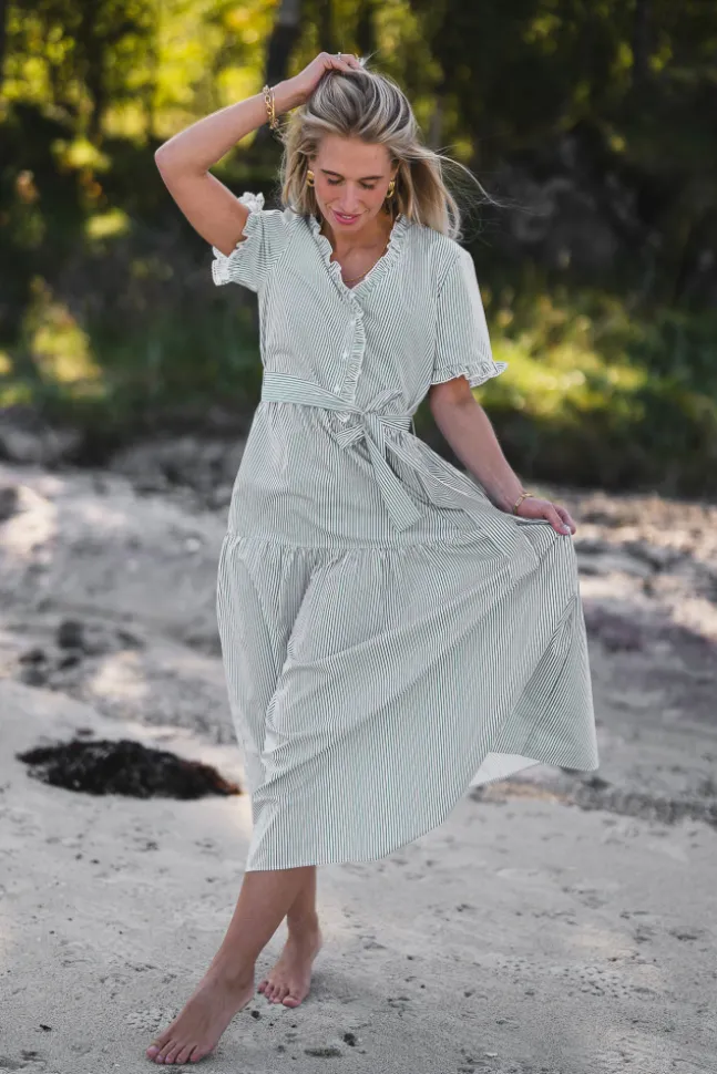 Ida Maja 2/4 Shirt Dress STP B White/Eng Ivy