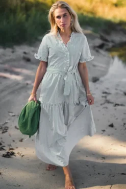 Ida Maja 2/4 Shirt Dress STP B White/Eng Ivy