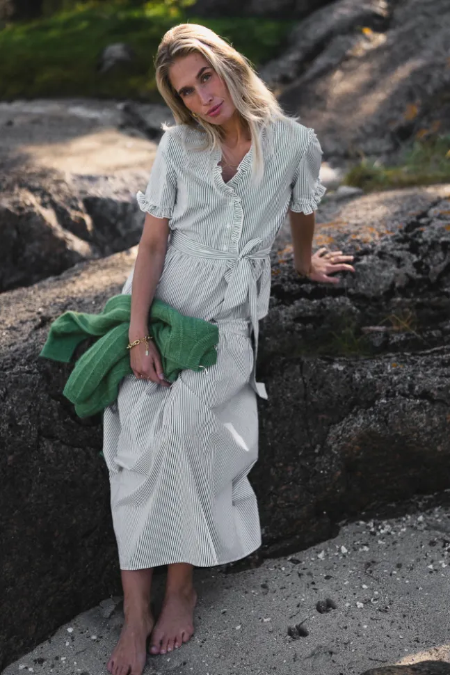 Ida Maja 2/4 Shirt Dress STP B White/Eng Ivy