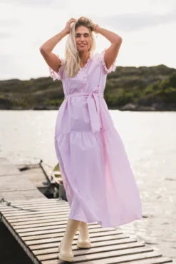 Ida Maja 2/4 Shirt Dress STP B White/S Lilac