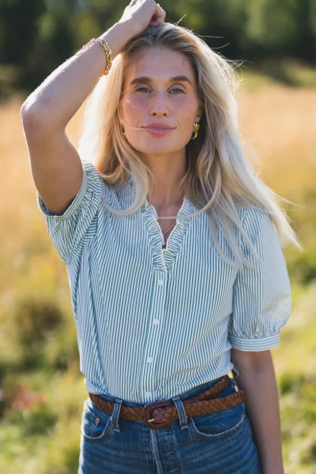 Ida Maja 2/4 V Shirt STP B White/Eng Ivy