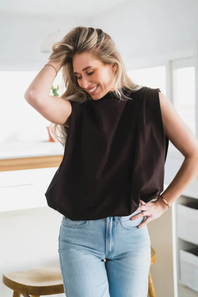 Idris Top Marron Fonce