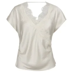 Idun Lace SS Blouse Offwhite