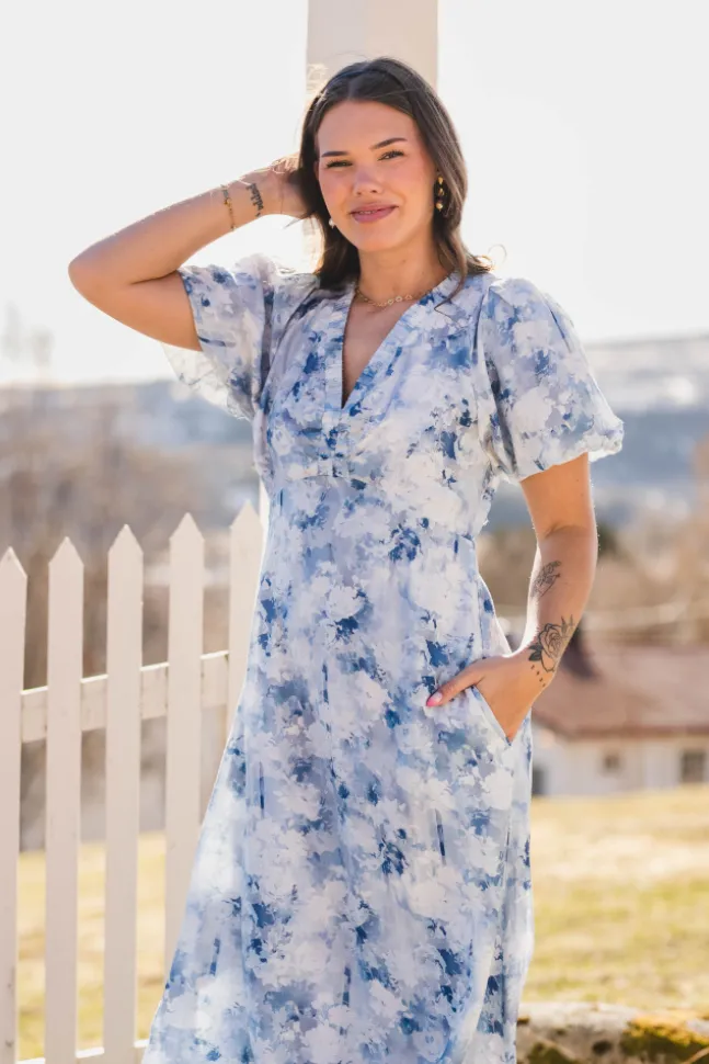 Illana Floral Fusion Dress Blue