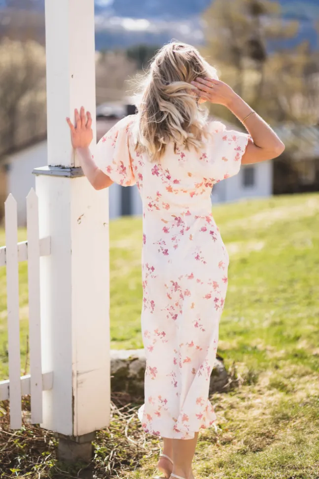 Illana Sateen Print Dress Creme