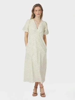 Illana Small Rose Flower Dress Light Yellow
