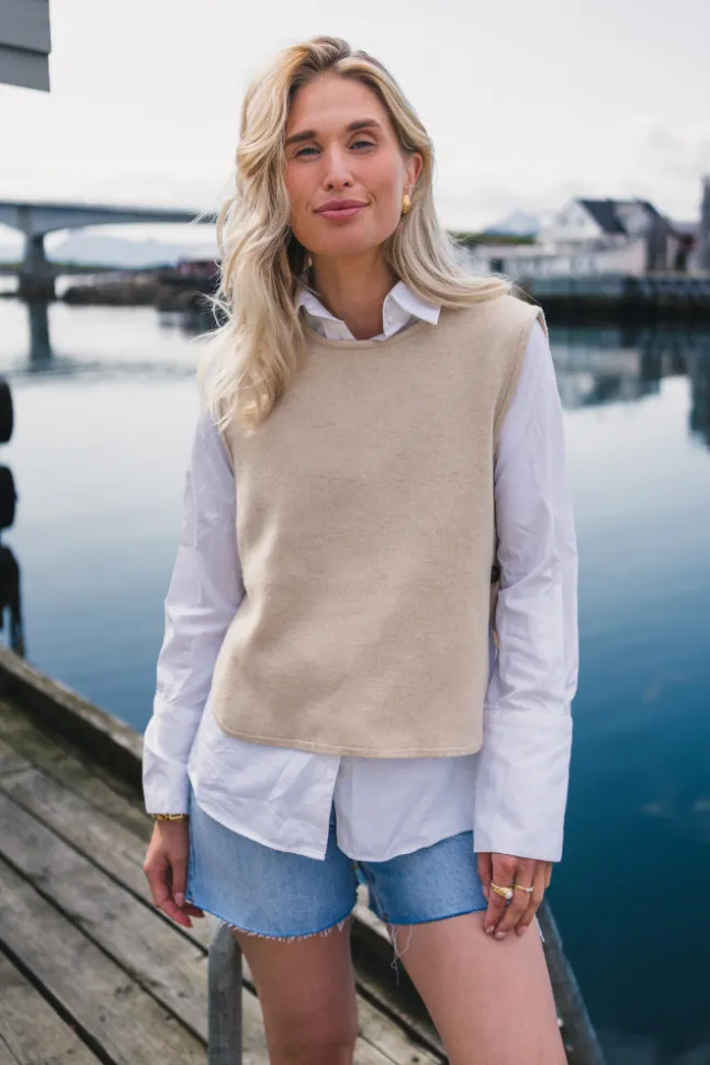 Ina Emma Vest Oatmeal Melange