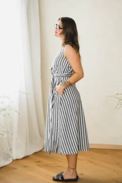 Inez Dress Navy Stripe