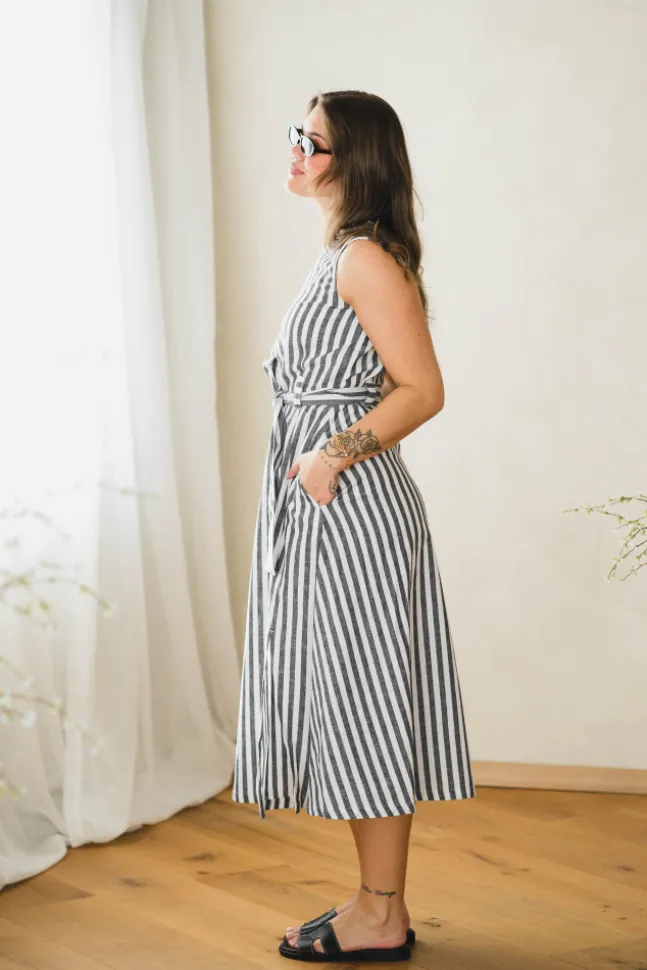 Inez Dress Navy Stripe