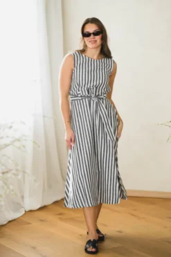 Inez Dress Navy Stripe