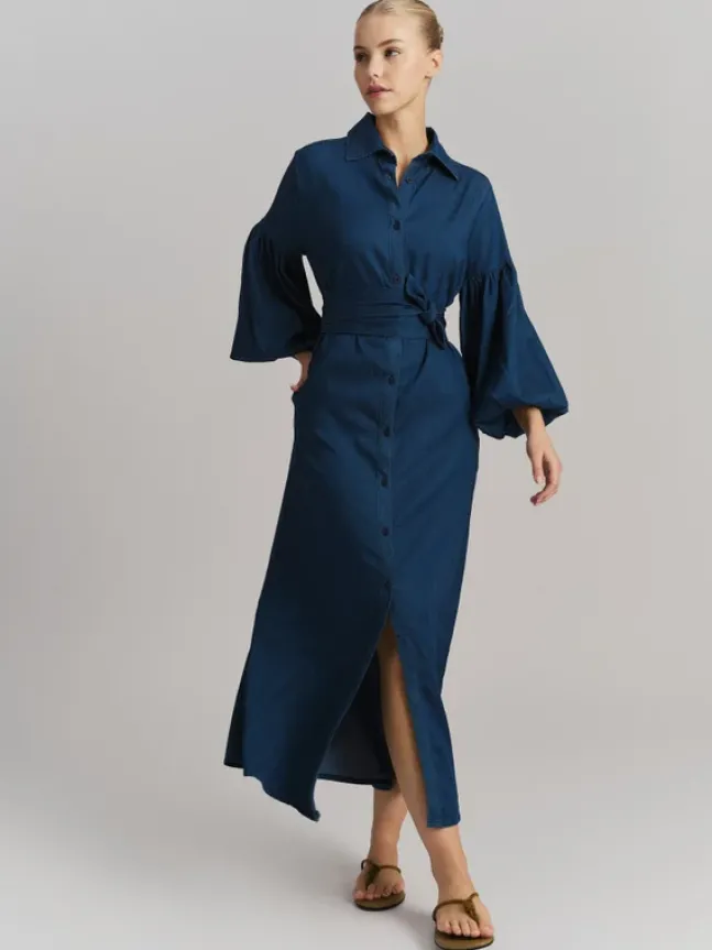 Inez Tencel Dress Dark Blue