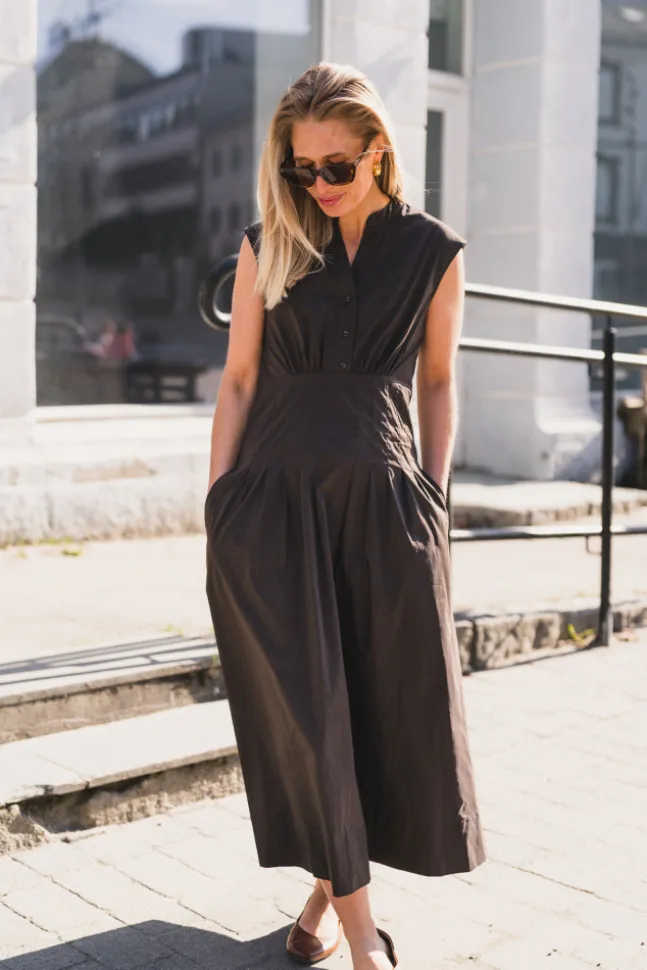 Irena Poplin Dress Chocolate Brown