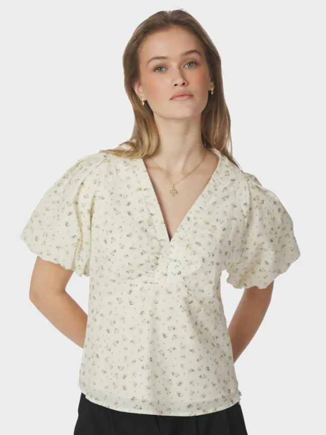 Irina Small Rose Flower Blouse Light Yellow