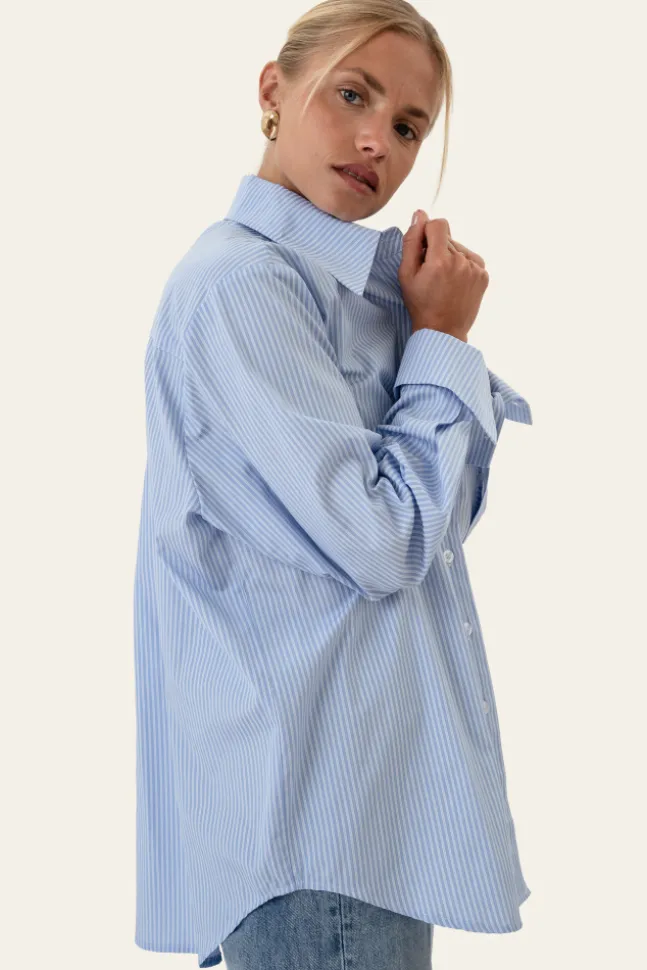 Isabellaic Shirt Blue White Stripes