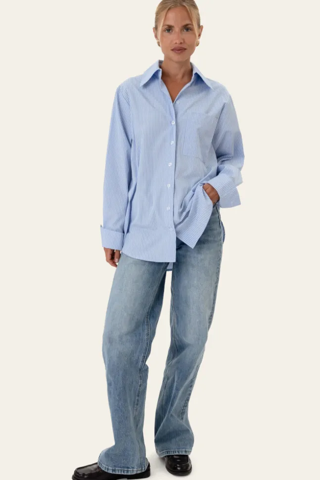 Isabellaic Shirt Blue White Stripes