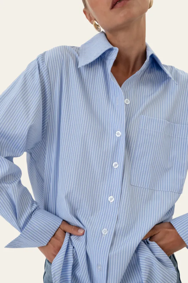 Isabellaic Shirt Blue White Stripes