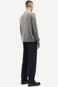 Isak Knit Sweater 15010 Dark Grey Melange