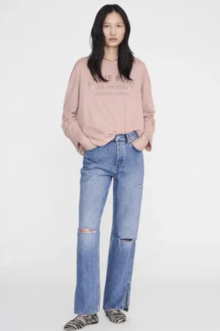 Ivan Long Sleeve Melrose Stencil Washed Blushed Pink