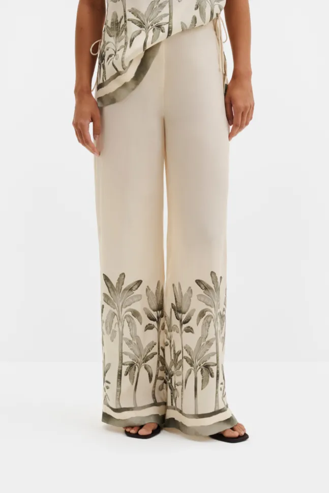 Izabelle High Waist Wide Pants Palm