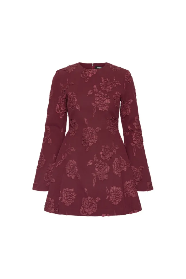 Jacquard LS Mini Dress Zinfandel