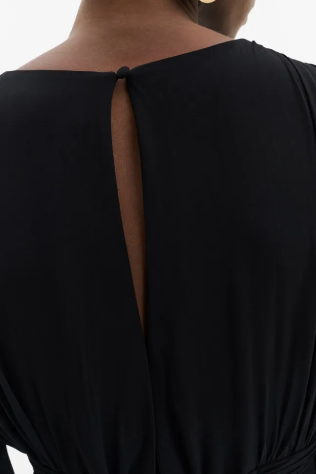 Jadie V-Neck Ruffled Mini Dress Black
