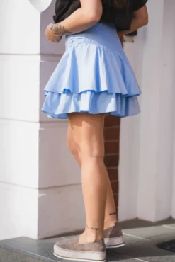 Janie Poplin Skirt Light Blue