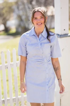 Jas Stripe Shirt Dress Light Blue