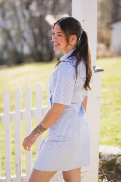 Jas Stripe Shirt Dress Light Blue