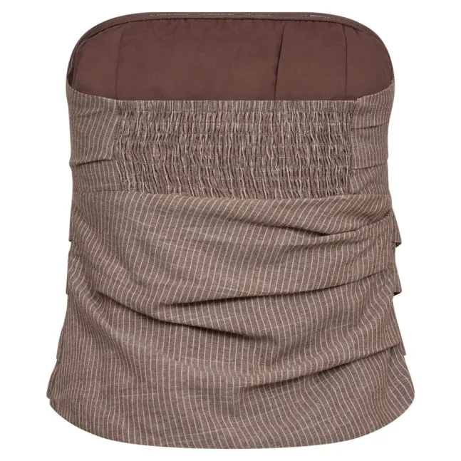 Jiho Stripe Tube Top Brown