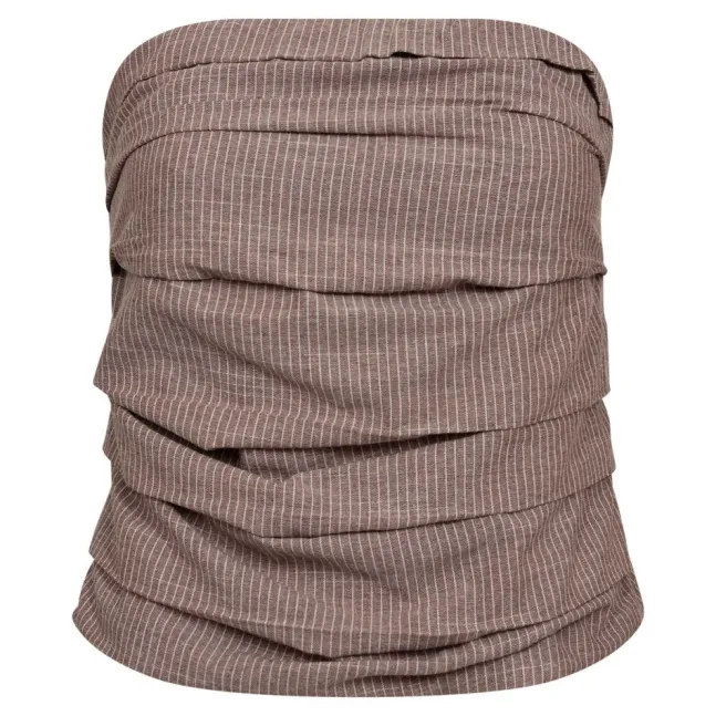Jiho Stripe Tube Top Brown