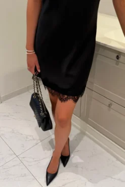 Junoic Dress Black Satin