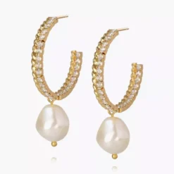 Kaia Pearl Earrings Gold Pearl/Crystal