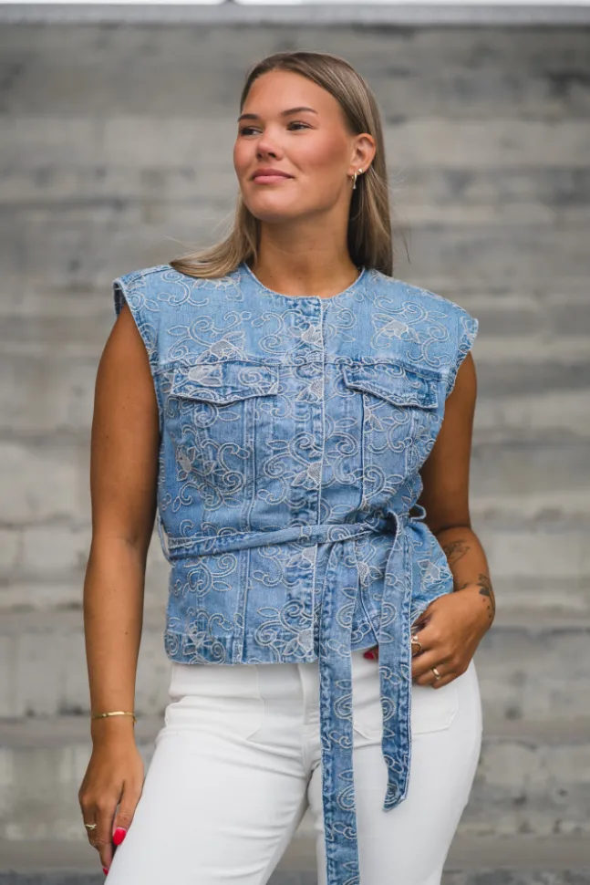 Kari Denim Waistcoat Light Blue Denim